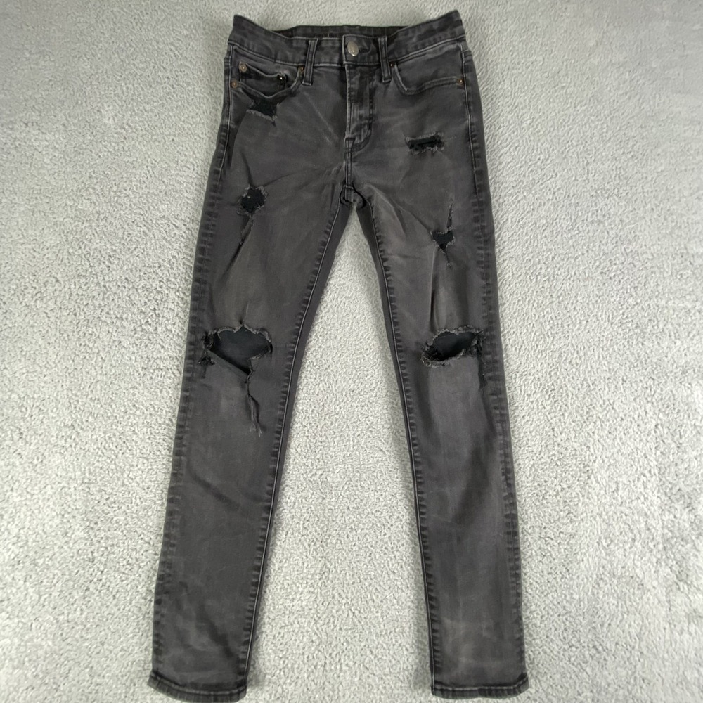 American Eagle Jeans Mens 28x30 Black Slim Fit Next Level Flex‎ Distressed Light